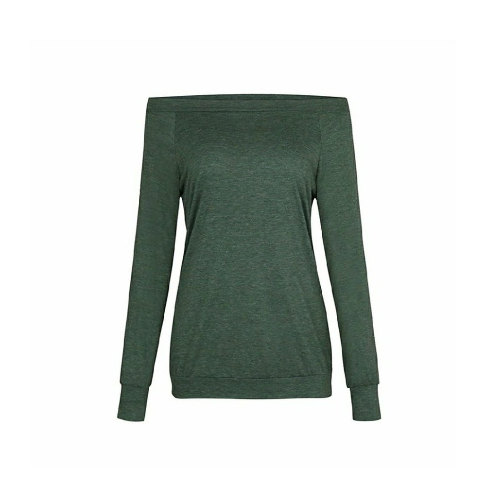 ARIANA Olive Green Off Shoulder Long Sleeve Top - Picture 4 of 5